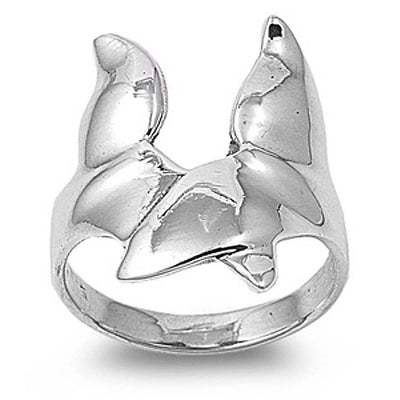 Sterling Silver Tales Shaped Plain RingsAnd Face Height 23mmAnd Band Width 3mm