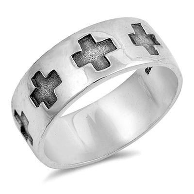 Sterling Silver Cross Shaped Plain RingsAnd Band Width 8mmAnd Weight 4.6grams
