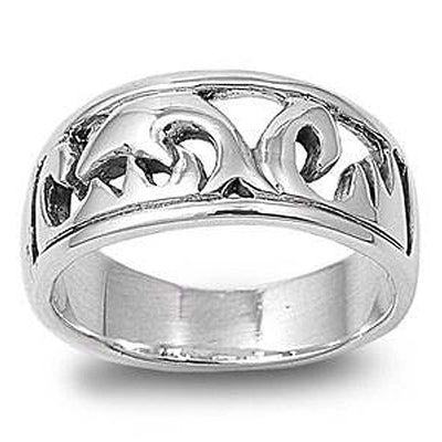 Sterling Silver Dolphin Shaped Plain RingsAnd Face Height 10mmAnd Band Width 6mm