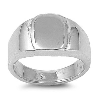 Sterling Silver Dome Square Shaped Plain RingsAnd Face Height 12mmAnd Band Width 5mm