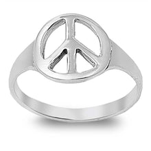 Load image into Gallery viewer, Sterling Silver Stylish Peace Sign Ring with Face Height of 12MM