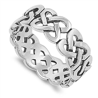 Sterling Silver Celtic Infinity Knot Ring with Band Width of 7MM