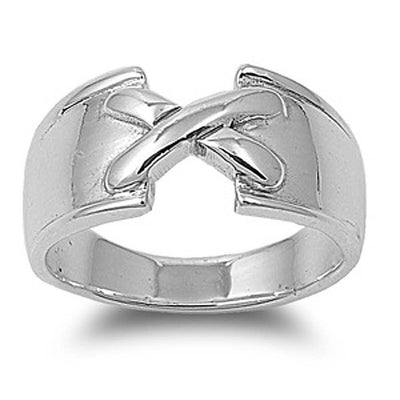 Sterling Silver Cross Shaped Plain RingsAnd Face Height 11mmAnd Band Width 6mm