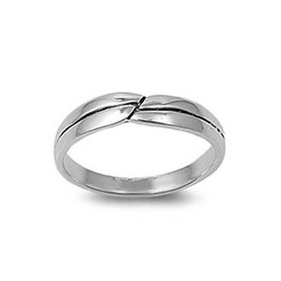Sterling Silver Fancy with Black Line Carved Band Ring with Face Height of 5MM