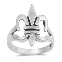 Load image into Gallery viewer, Sterling Silver Elegant Fleur De Lise Design Ring with Face Height of 22MM