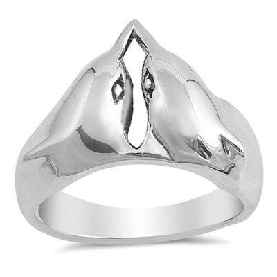 Sterling Silver Dolphins Shaped Plain RingsAnd Face Height 14mmAnd Band Width 3mm