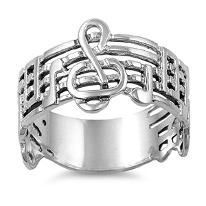 Sterling Silver Music Note Shaped Plain RingsAnd Band Width 12mm