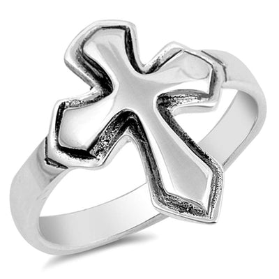 Sterling Silver Cross Shaped Plain RingsAnd Face Width 18mmAnd Band Width 3mm