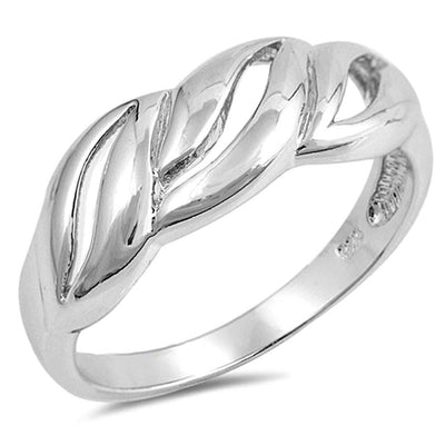 Sterling Silver Rhodium Plated Leaf Shaped Plain RingsAnd Face Width 18mmAnd Band Width 3mm