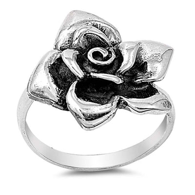 Sterling Silver Rose Shaped Plain RingsAnd Face Width 19mmAnd Band Width 3mm