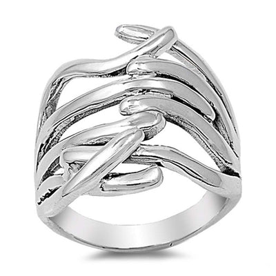 Sterling Silver Fingers Shaped Plain RingsAnd Face Width 20mmAnd Band Width 4mmAnd Weight 8.3grams