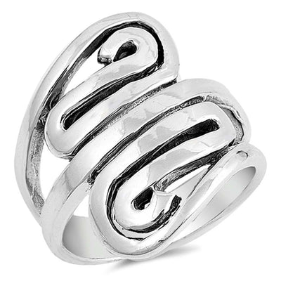 Sterling Silver Curves Shaped Plain RingsAnd Face Width 22mmAnd Band Width 6mmAnd Weight 9.8grams