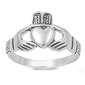 Sterling Silver Claddagh Shaped Plain RingsAnd Face Height 11mm