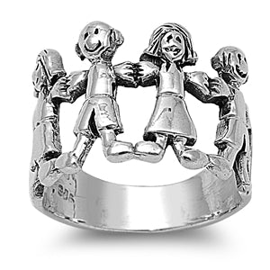Sterling Silver Oxidized Boy And Girl Shaped Plain RingsAnd Face Height 16mmAnd Band Width 6mm