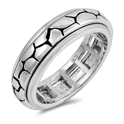 Sterling Silver Rhodium Plated Spinner Shaped Plain RingsAnd Band Width 7mm