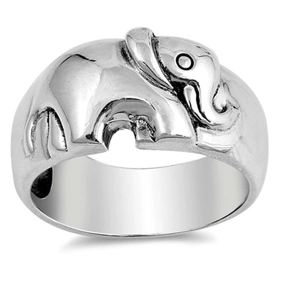 Sterling Silver Elephant Shaped Plain RingsAnd Face Height 11mmAnd Band Width 8mmAnd Weight 8.5grams