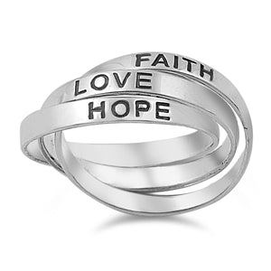 Sterling Silver Faith Hope Love Shaped Plain RingsAnd Band Width 3mm