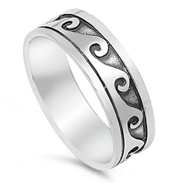 Sterling Silver Celtic Tidal Wave Ring with Face Height of 7MM