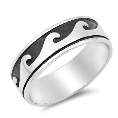 Sterling Silver Wave Shaped Plain RingsAnd Band Width 7mm