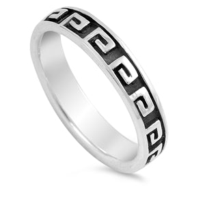 Sterling Silver Antique Style Tribal Polynesian Ring with Band Width of 6MM