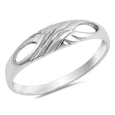 Sterling Silver Oval And Curve Shaped Plain RingsAnd Face Height 5mmAnd Band Width 2mm