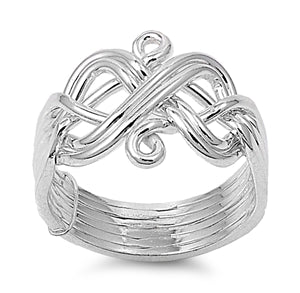 Sterling Silver Puzzle Shaped Plain RingsAnd Face Height 14mmAnd Band Width 7mm