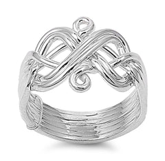 Sterling Silver Puzzle Shaped Plain RingsAnd Face Height 14mmAnd Band Width 7mm