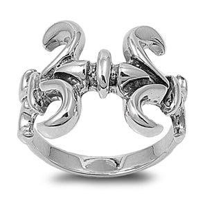 Sterling Silver Fleur De Lis Shaped Plain RingsAnd Face Height 18mmAnd Band Width 3mm