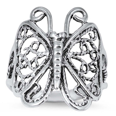 Sterling Silver Butterfly Shaped Plain RingsAnd Face Height 26mmAnd Band Width 3mm