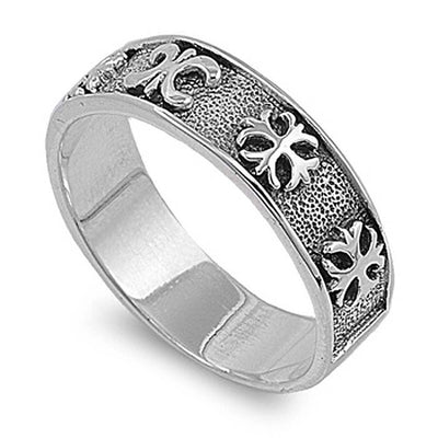 Sterling Silver Fleur De Lis Shaped Plain RingsAnd Band Width 7mm