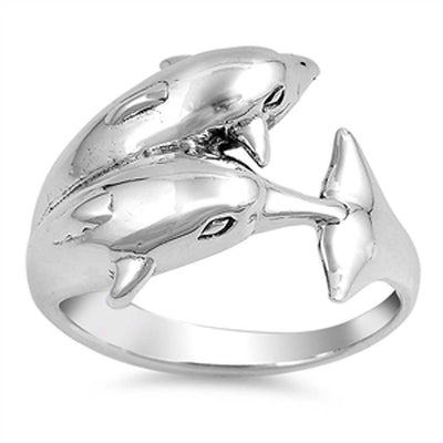 Sterling Silver Dolphin Shaped Plain RingsAnd Face Height 15mmAnd Band Width 3mm