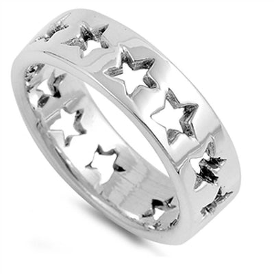 Sterling Silver Star Shaped Plain RingsAnd Band Width 6mm