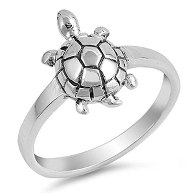 Sterling Silver Turtle Shaped Plain RingsAnd Face Height 14mmAnd Band Width 3mm