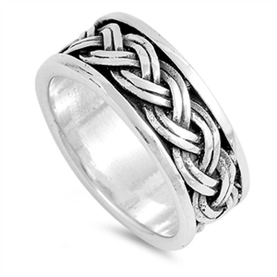 Sterling Silver Spinner Chain Shaped Plain RingsAnd Band Width 8mm