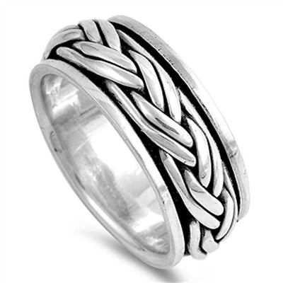 Sterling Silver Spinner Shaped Plain RingsAnd Band Width 8mm