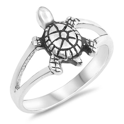 Sterling Silver Turtle Shaped Plain RingsAnd Face Height 12mmAnd Band Width 3mm
