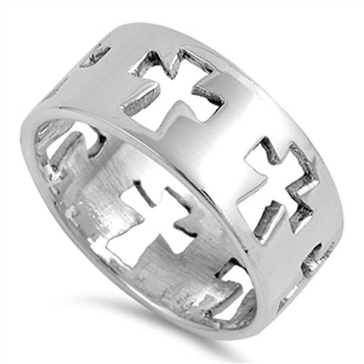 Sterling Silver Cross Shaped Plain RingsAnd Band Width 8mm