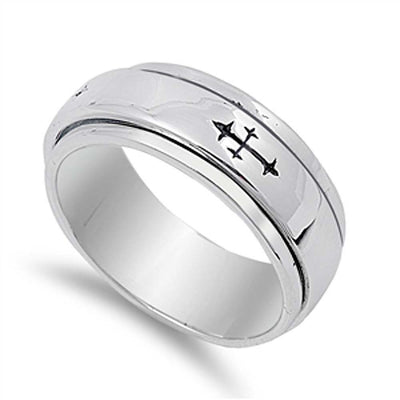 Sterling Silver Cross Shaped Plain RingsAnd Band Width 9mm