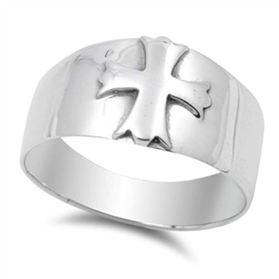 Sterling Silver Cross Shaped Plain RingsAnd Face Height 12mm