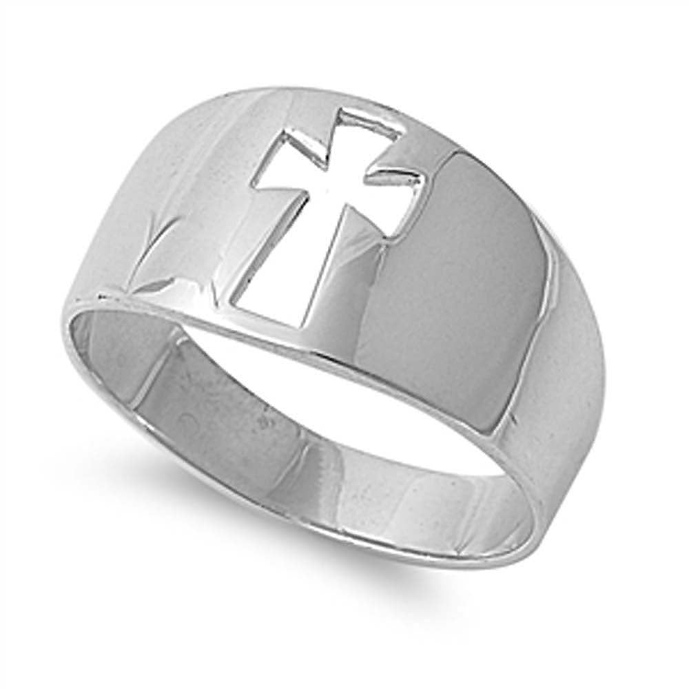 Sterling Silver Cross Shaped Plain RingsAnd Face Height 12mmAnd Band Width 6mm