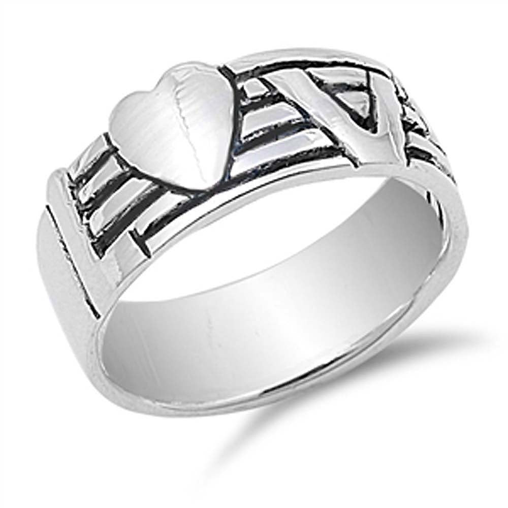 Sterling Silver Love Shaped Plain RingsAnd Band Width 9mmAnd Weight 5.5grams