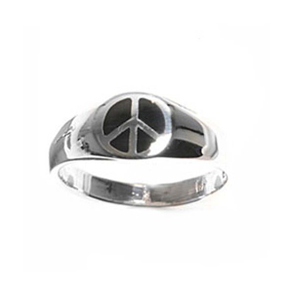 Sterling Silver Stylish Peace Sign Ring with Face Height of 7MM