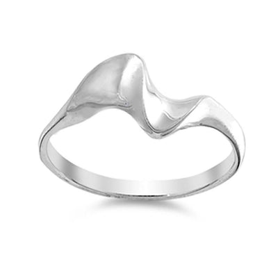Sterling Silver Wave Shaped Plain RingsAnd Face Height 9mmAnd Band Width 3mm