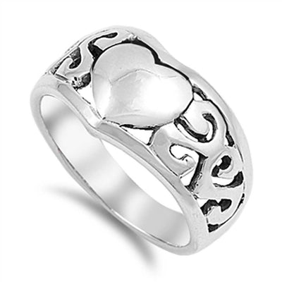 Sterling Silver Celtic Love Shaped Plain RingsAnd Face Height 10mmAnd Weight 5.3grams