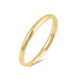 Sterling Silver 2mm Yellow Gold Plated Wedding Band Ring