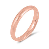 Sterling Silver Rose Gold Plated High Polish 3mm Wedding Band Ring