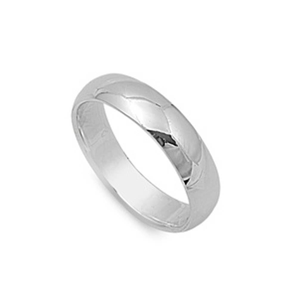 Sterling Silver High Polish 5mm Wedding Band Ring