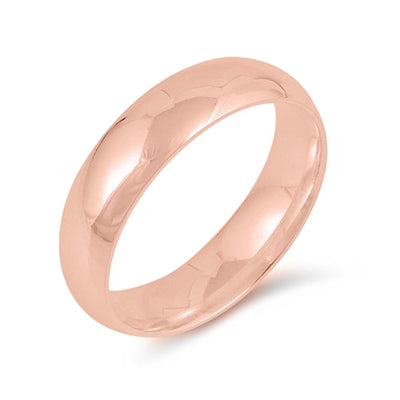 Sterling Silver Rose Gold Plated High Polish 5mm Wedding Band Ring