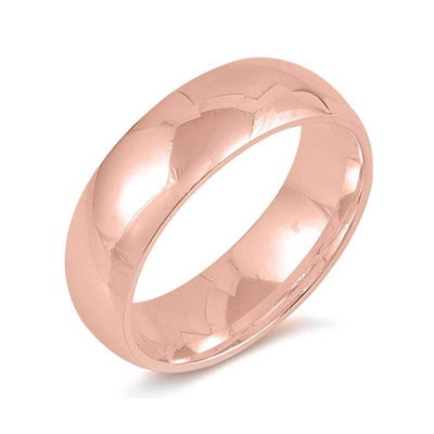 Sterling silver 6mm Rose Gold Plated wedding Band