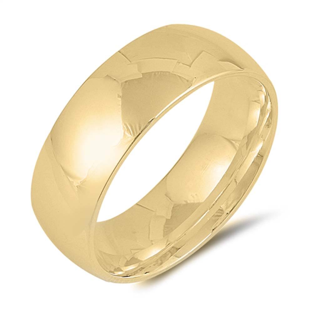 Sterling Silver Yellow Gold Plated Wedding Band Plain Rings, Width 7mm